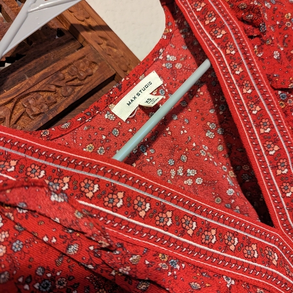 Max Studio Red XS Floral Midi Dress - Picture 4 of 6